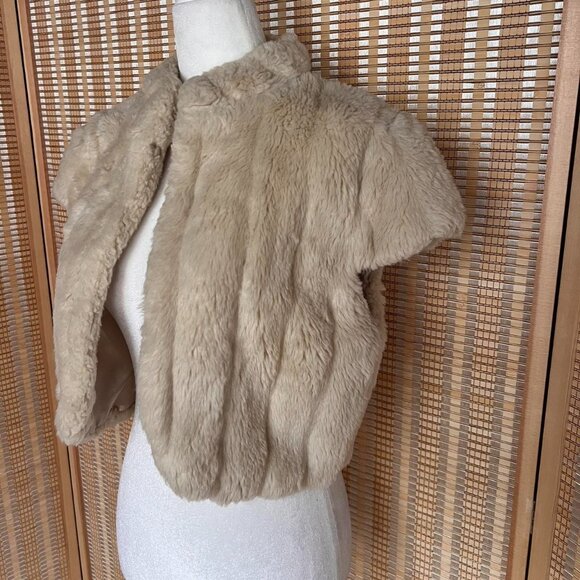 Vintage Forever 21 cream faux fur open bowlero - Picture 2 of 4